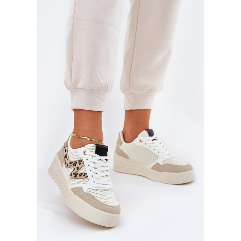 Naisten urheilukengät laiturilla leopard beige 2