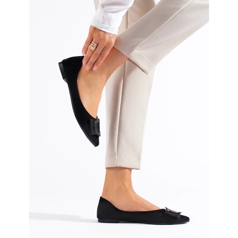 Naisten musta mokkanahkainen balettiasunto 1