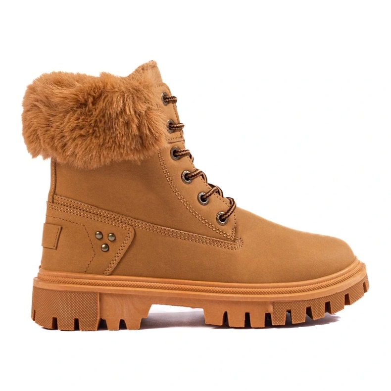 Ruskeat naisten saappaat turkisella 2