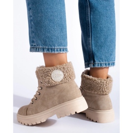 Naisten vaelluskengät lampaannahasta beige 1