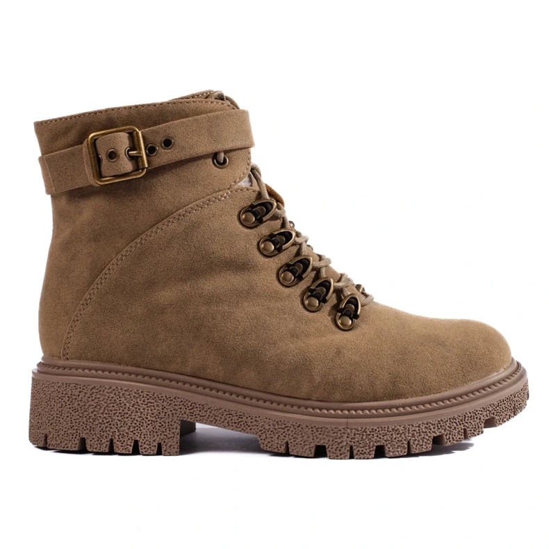 Naisten mokkanahkasaappaat beige 2