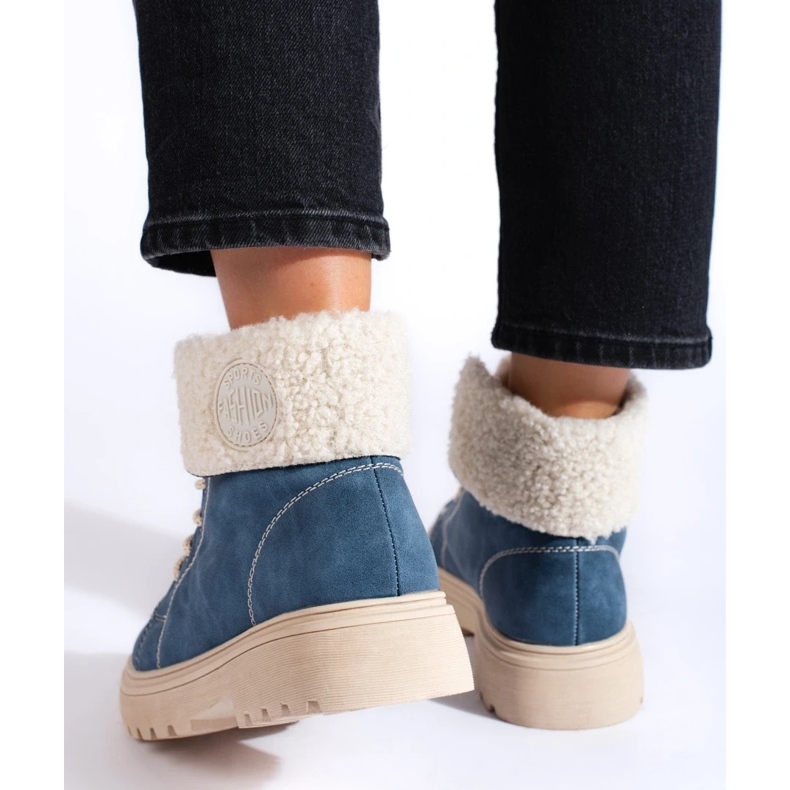 Naisten vaelluskengät lampaannahasta sininen 1