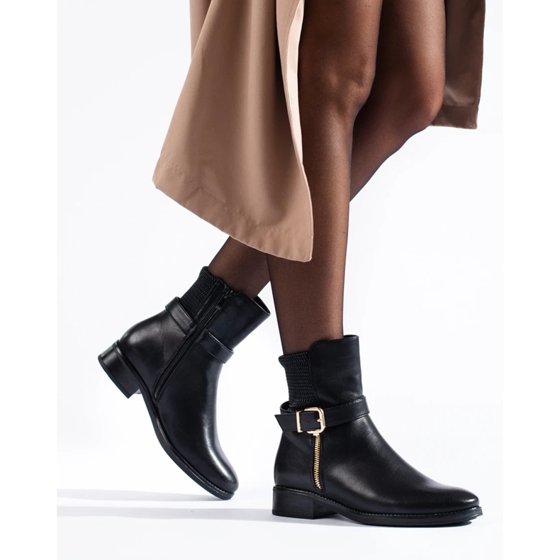 Naisten litteät nilkkurit musta 1