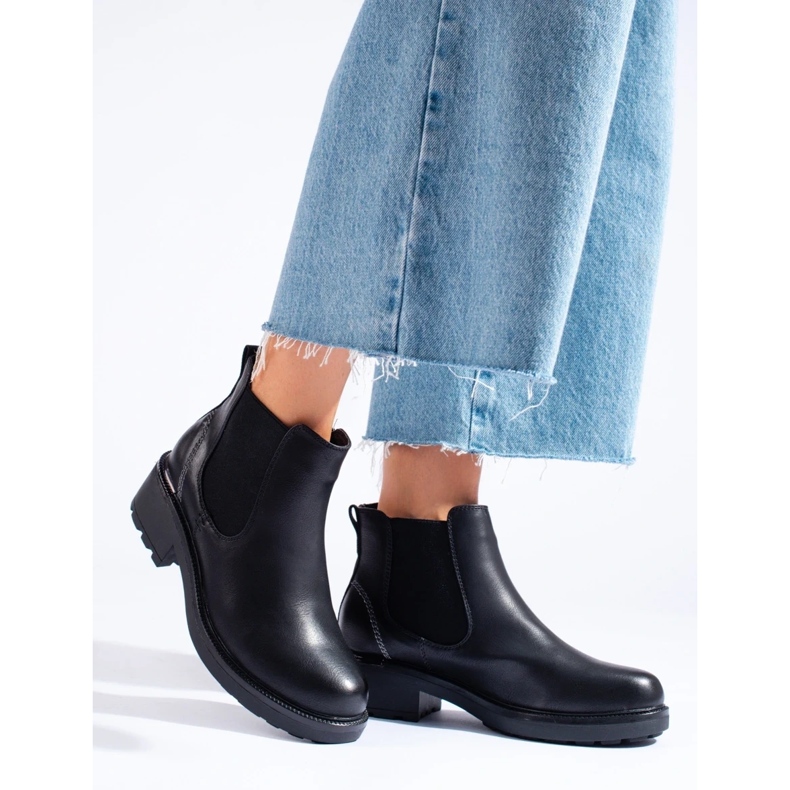 Naisten Chelsea-saappaat ekologisesta nahasta musta 1