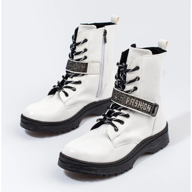 W. Potocki Potocki tyttöjen saappaat kristalleilla valkoinen 2