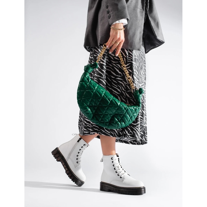 Naisten valkoiset nauhasaappaat Big Star KK274536 valkoinen 2