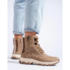 Naisten nauhasaappaat koristeellisella vetoketjulla ruskea 2