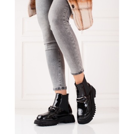 Naisten nahkaiset alustasaappaat musta 2