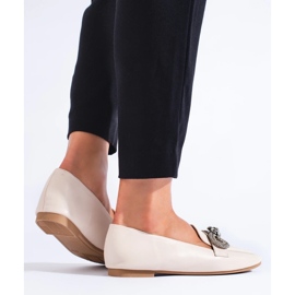 Tyylikkäät naisten mokasiinit koristeella beige 1