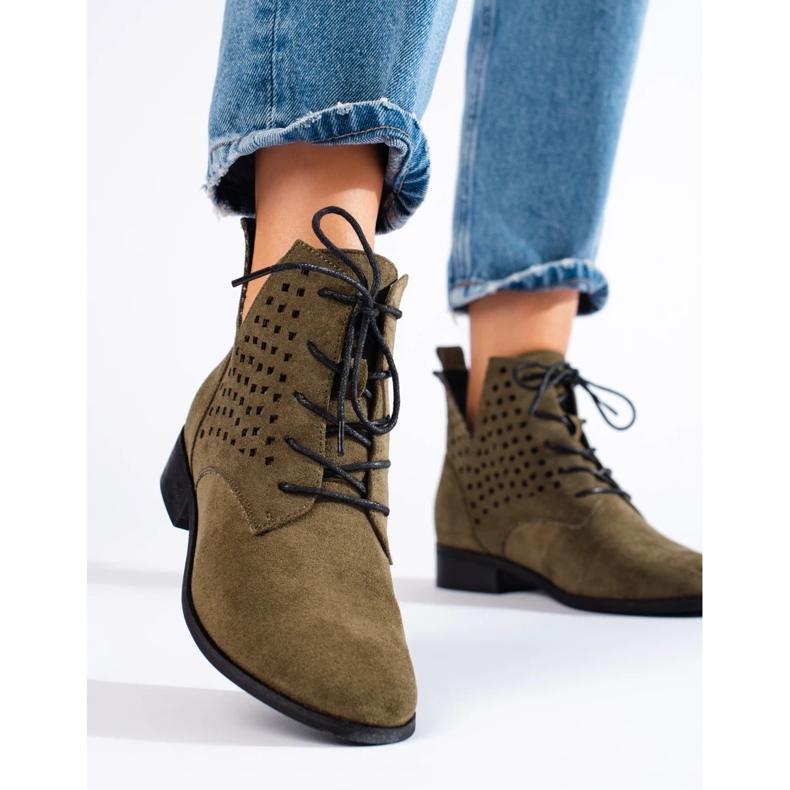 W. Potocki Naisten harjakattoiset nauhasaappaat Potocki vihreä 1