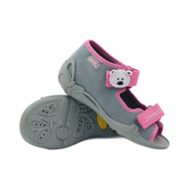 Tossut, Velcro sandaalit, Befado 242p073 vaaleanpunainen harmaa valkoinen 3