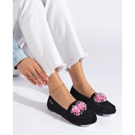 Naisten mustat mokkanahkaiset Shelovet-loaferit 1