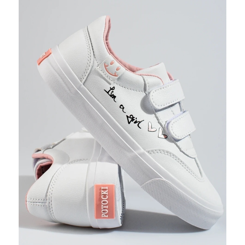 W. Potocki Velcro urheilukengät tytöille Potocki valkoinen 2