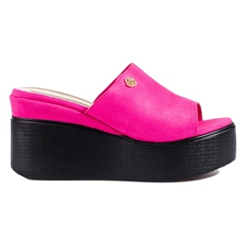 Vaaleanpunaiset naisten korkeat kiilat vaaleanpunainen 1