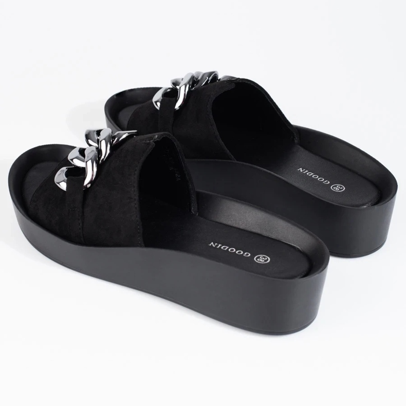 Mukavat mustat Shelovet naisten tossut ketjulla 2