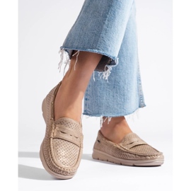 Naisten kultaiset Shelovet-mokkanahkaat beige 1