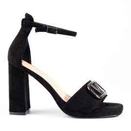 Vinceza naisten mustat korkeakorkoiset sandaalit 1