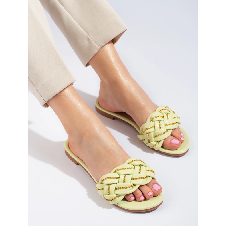 Naisten tyylikkäät lime-tossut Shelovet-ketjulla vihreä 2