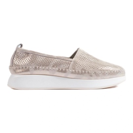 Shelovet kultaiset nahkaiset harjakattoiset kengät kultainen 1