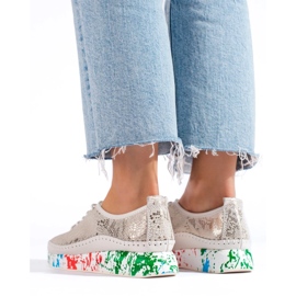 Naisten nahkakengät värikkäällä alustalla Shelvt kultainen 1