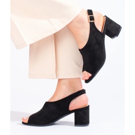 W. Potocki Shelovet mustat harjakattoiset korkeakorkoiset sandaalit 1