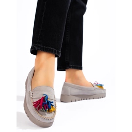 W. Potocki Potockin harmaat mokkanahkaiset boho-loaferit hapsuilla 2