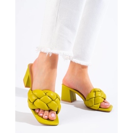 Naisten vihreät Shelovet-korkoiset sandaalit 1