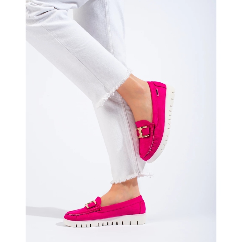 Mokka mokkasiinit paksussa, vaaleanpunaisessa Shelovet-pohjassa vaaleanpunainen 1