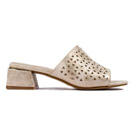 AVOLLISUUNNA GOLDEN FLIP FLOPS matalalla metallisella pylväällä kultainen 2