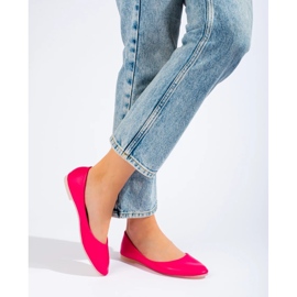 Naisten vaaleanpunaiset balerinat Shelovetin eko-nahasta vaaleanpunainen 2