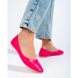 Naisten vaaleanpunaiset balerinat Shelovetin eko-nahasta vaaleanpunainen 1