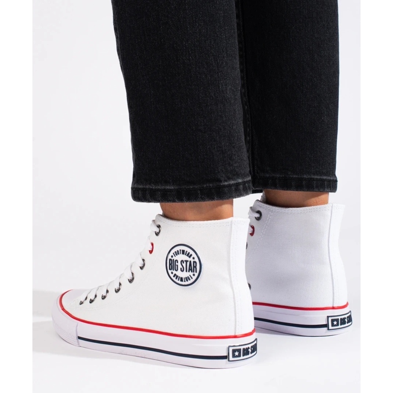 Naisten valkoiset Big Star T274026101 korkeat tennarit valkoinen 1