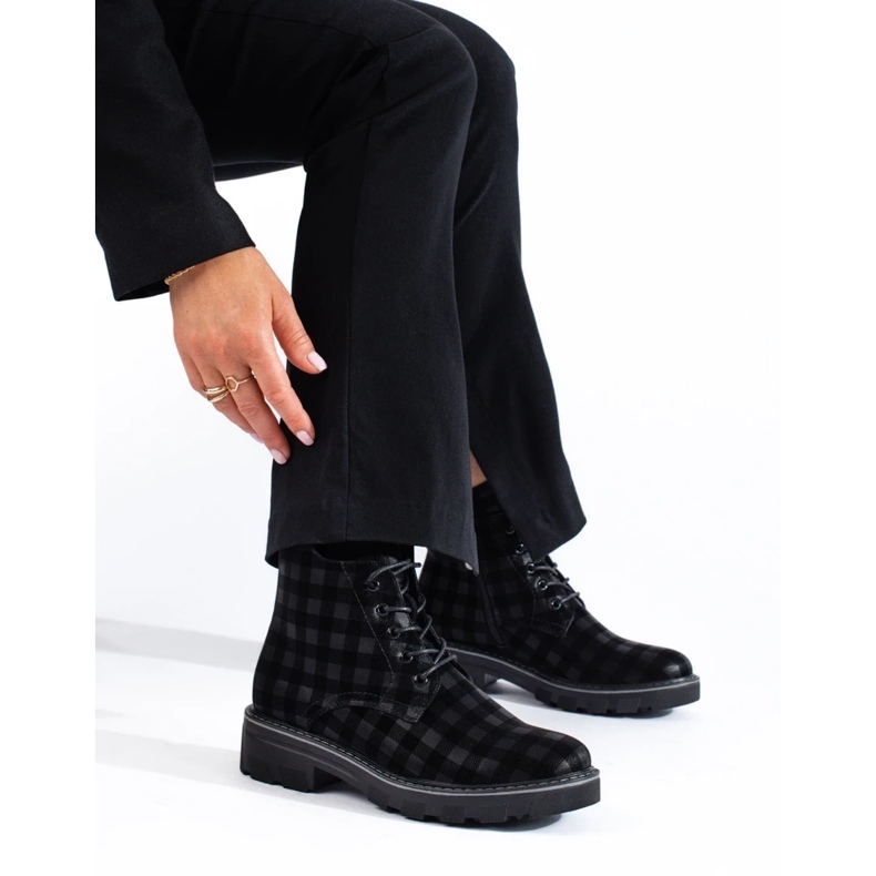 Naisten Shelovet ruudullinen naisten työntekijät musta 2