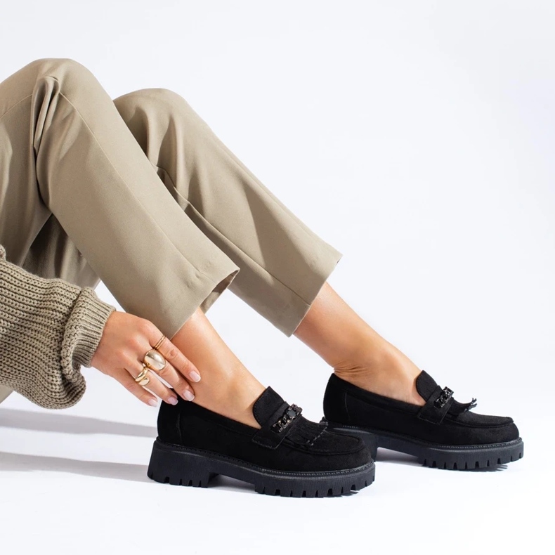 Shelovet naisten mustat mokkanahkaat 2