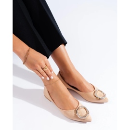 Shelovetin beigenväriset naisten mokkanahkabalerinat 2