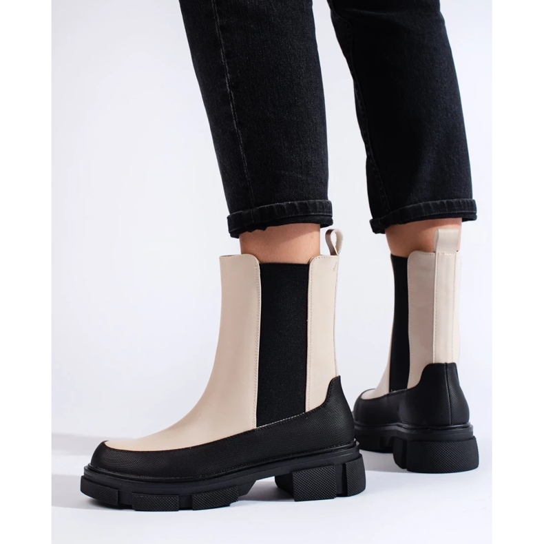 Goodin Shelovet naisten beigenväriset korkeat Chelsea-saappaat 1