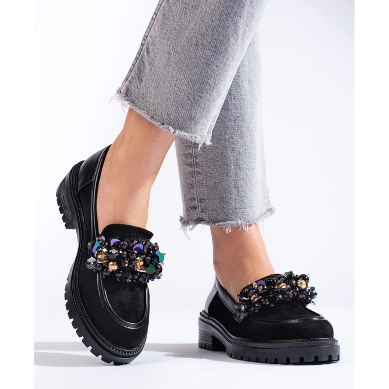 Naisten mustat mokkanahkaat Shelovetilta 2