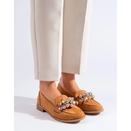 Shelovet naisten kameliherrat kristalleilla ruskea 1