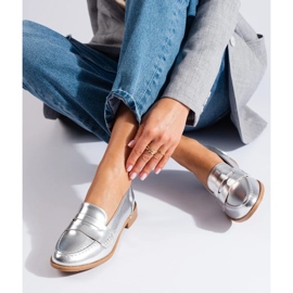 Shelovetin naisten hopeiset ekonahkaiset mokasiinit hopea 2