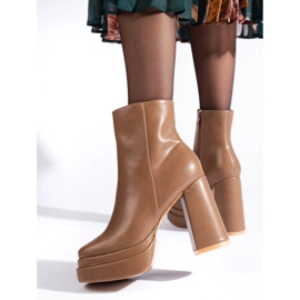 SHELOVET Tumman beigenväriset korkeakorkoiset nilkkurit ruskea 2