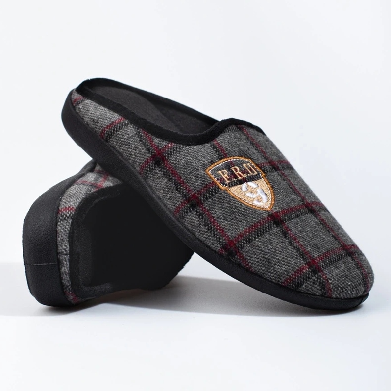 Shelovet miesten harmaat ruudulliset tossut 1