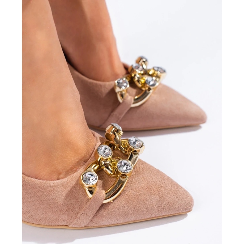 Vincezan mokkanahkapintaiset korkokengät ketjulla vaaleanpunainen 1