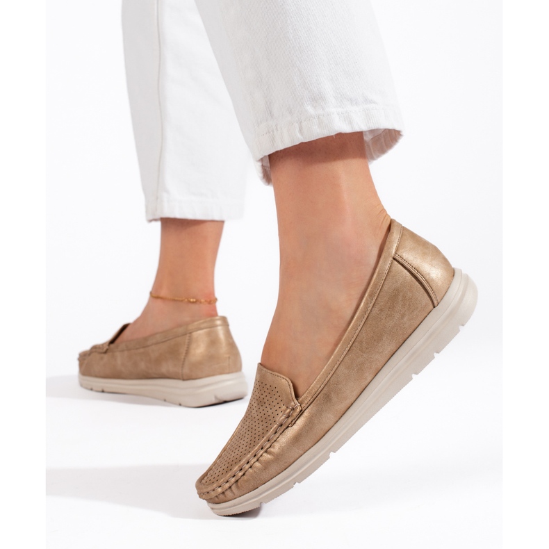 Naisten kultaiset mokasiinit kultainen 2