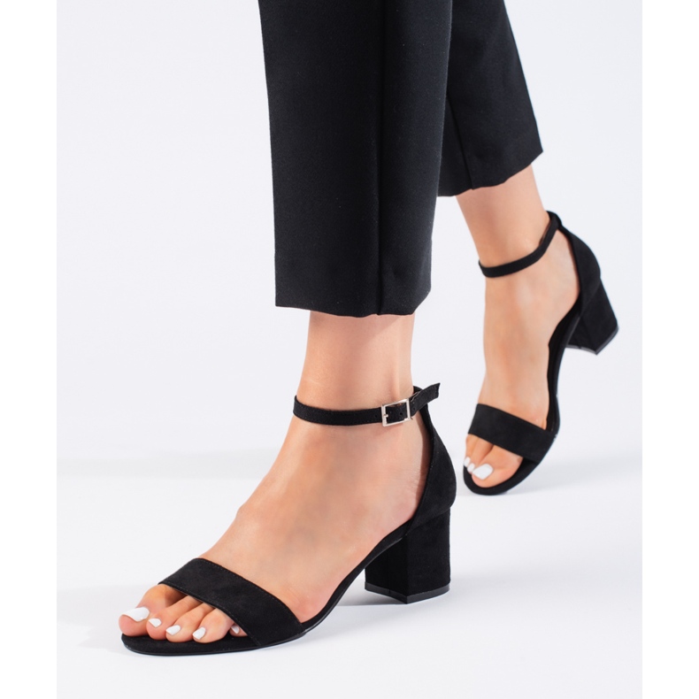 Seastar Mustat mokkanahkaiset korkeakorkoiset sandaalit 2