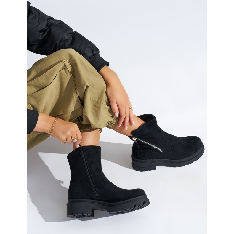 Mustat naisten nilkkurit koristeellisella vetoketjulla 2