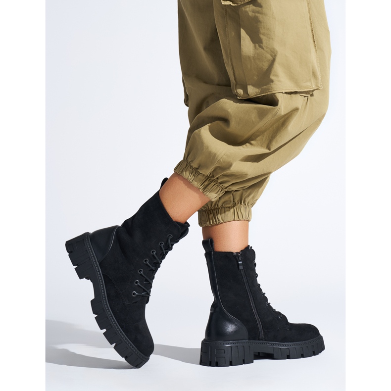 Mustat naisten nauhoitussaappaat 1