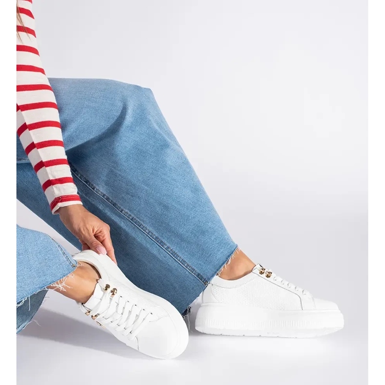 Valkoiset nahkaiset lenkkarit valkoinen 1