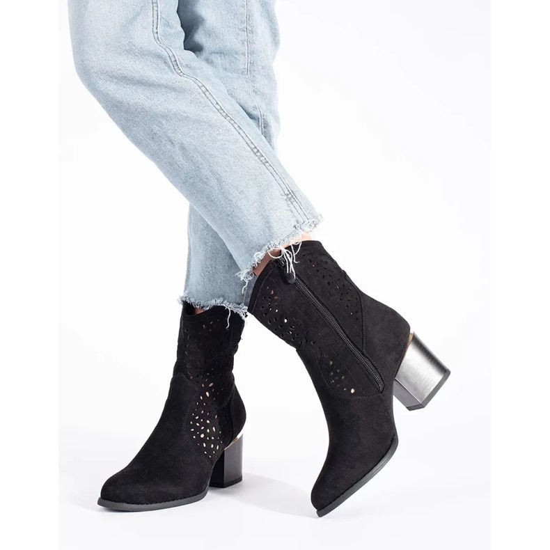 Seastar Harjakattoiset mustat cowboy-saappaat korkealla korolla 1