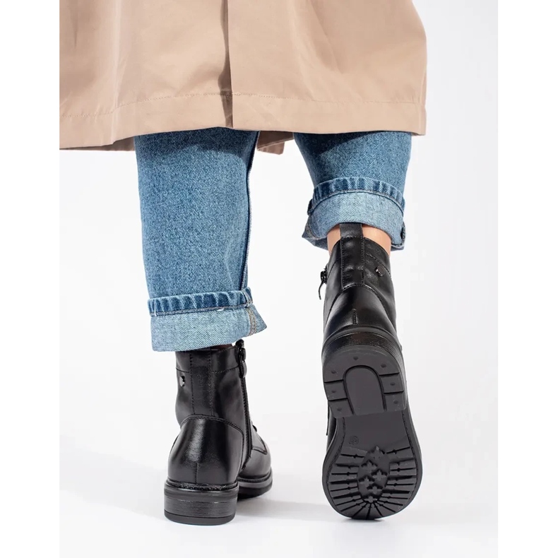 Sergio Leonen mustat naisten nahkaiset nilkkurit 1