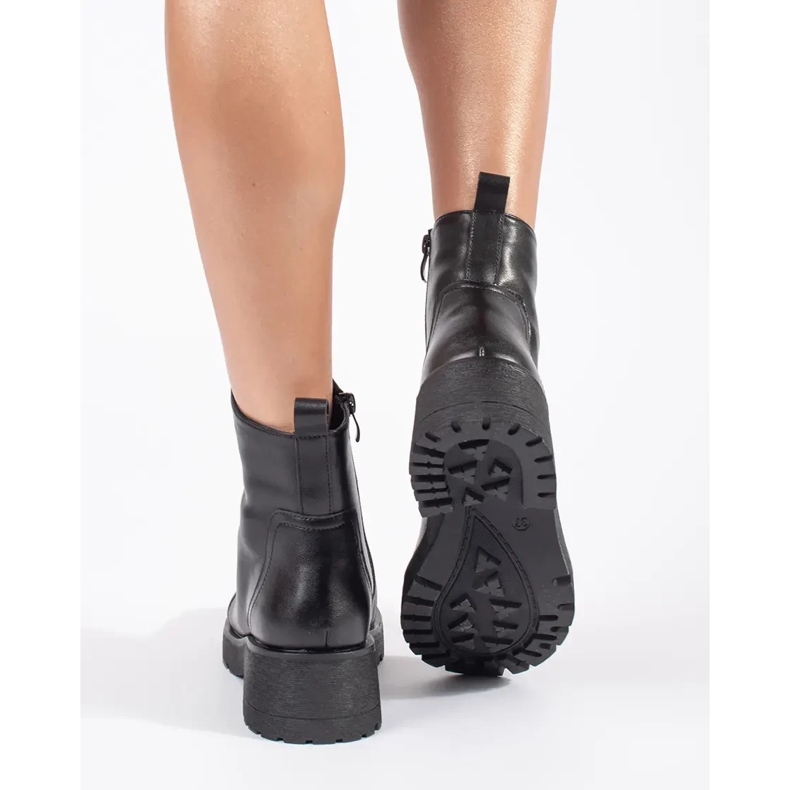 Sergio Leonen mustat nahkaiset nilkkurit paksulla pohjalla 1